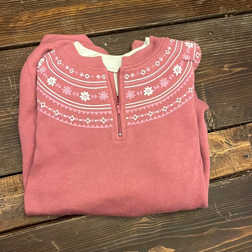 printed yoke fleece sweater